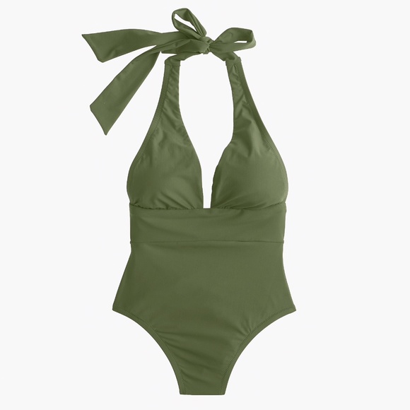 J. Crew Other - New J CREW Halter One Piece Swimsuit Safari Green